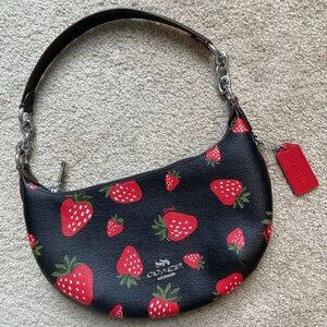 Coach black strawberry shoulder bag